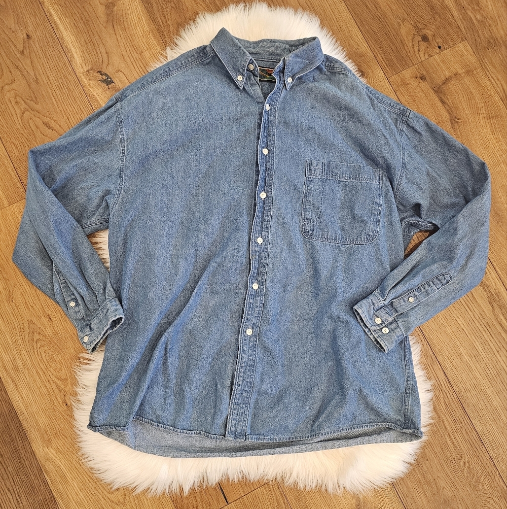 Vintage Men's Blue Denim Shirt